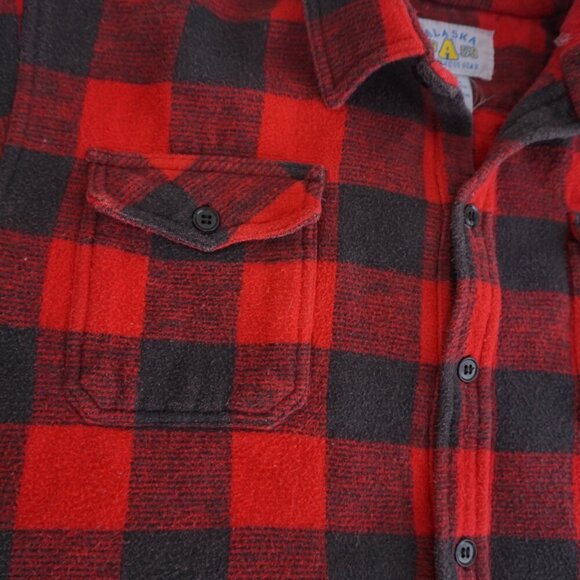 Vtg '90S Alaska Wilderness Gear Gray Red Checker 100% Cotton Outdoor Shacket L - Picture 10 of 12